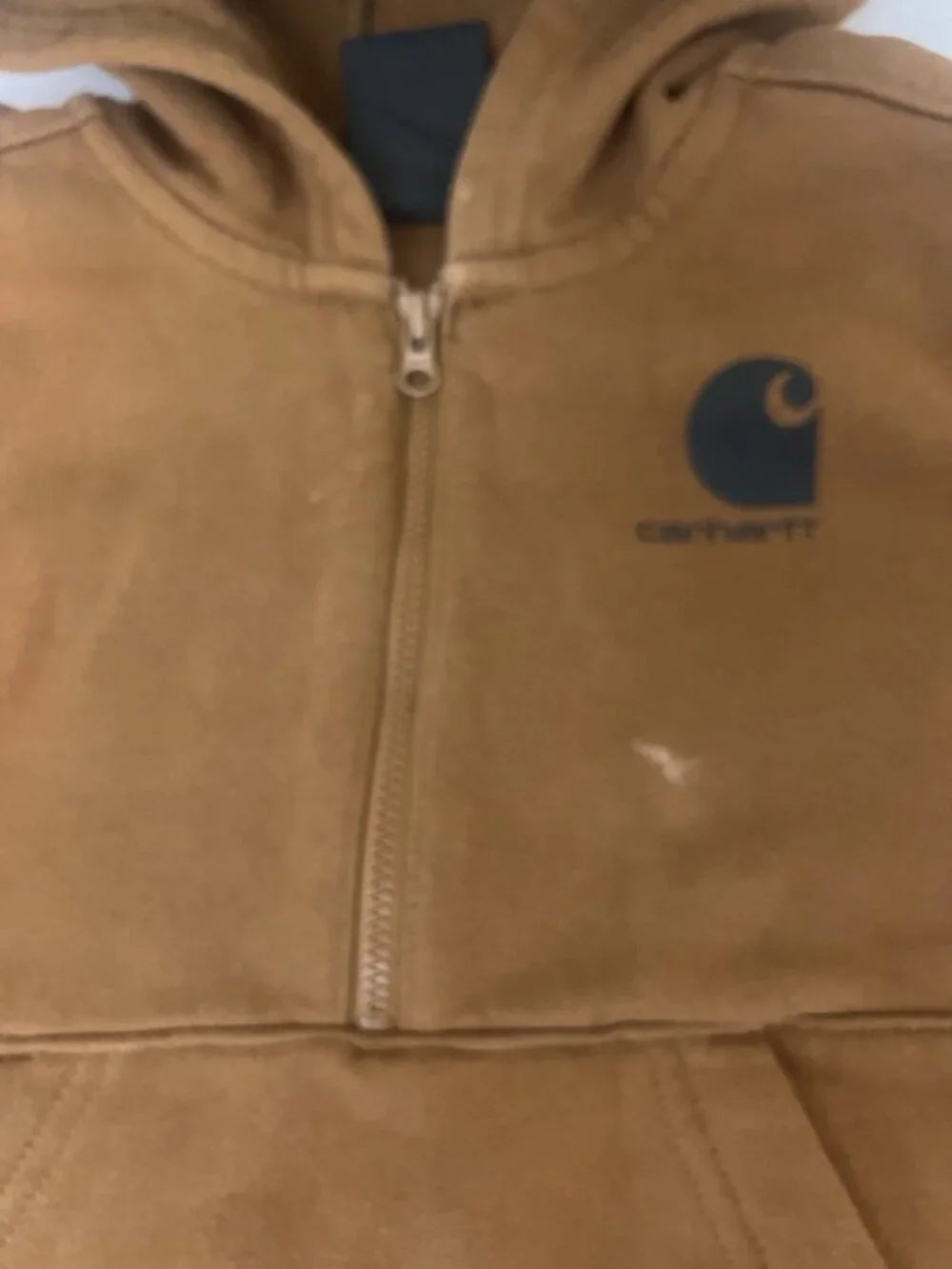 Carhartt Boys 2T Brown Quarter Zip Fleece Hoodie Sleeve Logo Sweatshirt     Ab